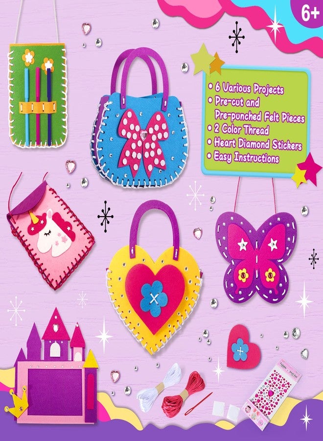 Toylink First Sewing Kit for Kids Beginners Arts Crafts for Girls Ages 4 5 6 7 8 Learn to Sew Unicorn Purse Bags Picture Frame Pen Holder DIY Felt Craft Kits Toddler Gifts - Image 2